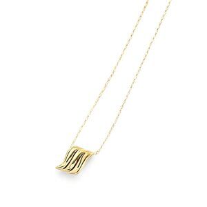 10K Solid Gold Wave Necklace • Italian Made • 18–20" Adjustable • 1.93g